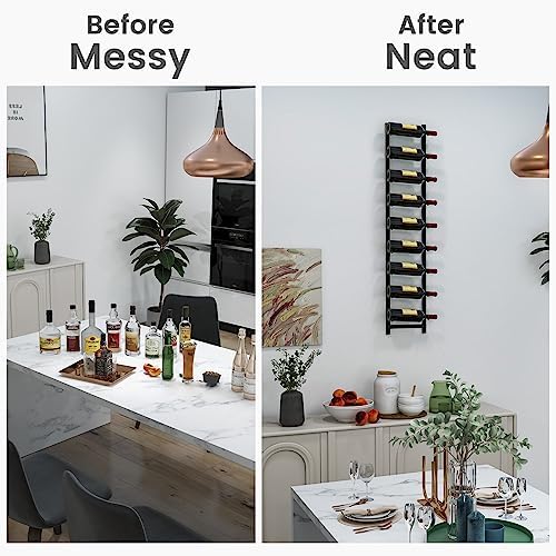 GOFLAME Wall Mounted Wine Rack for 9 Bottles