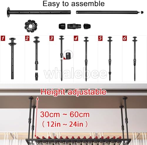 Whalebee Wall-Mounted Wine Glass Rack - 7 Sizes Black Gold