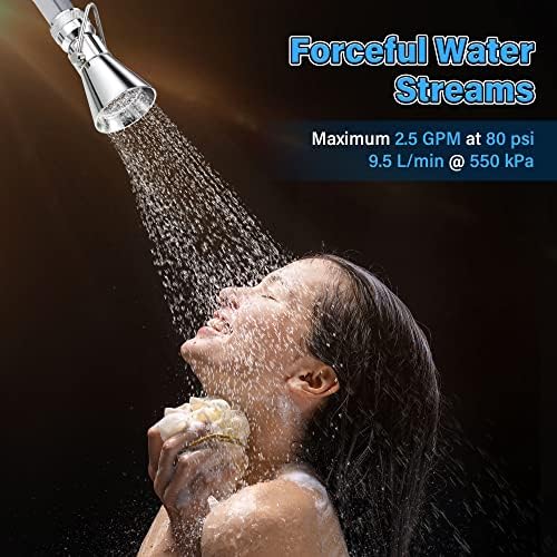 Enhon 2 Setting Pivoting Shower Head with Shut Off Valve
