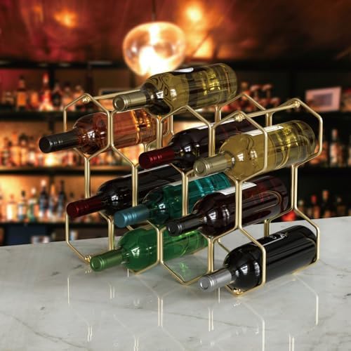 Buruis 14-Bottle Tabletop Wine Rack Gold 1