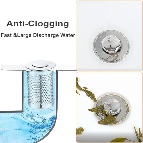 RUXIEWEY Bathroom Sink Drainer Strainer 2PCS Stainless Steel Hair Catcher