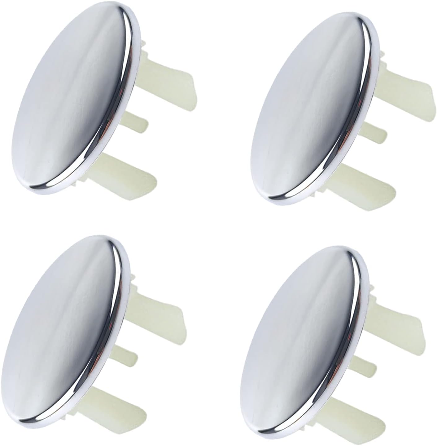 4 Pack Sink Overflow Covers Silver Tone 22-24mm ABS Plastic