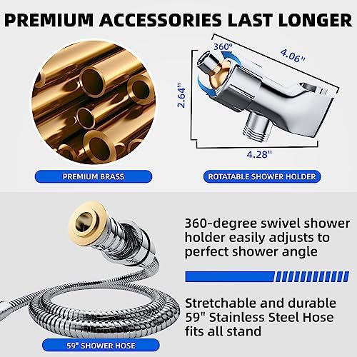 VOXPOA 5 Handheld Shower Head with 10 Spray Settings
