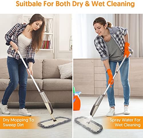 MEXERRIS 3x Reusable Microfiber Spray Dust Mop for Hardwood Floors