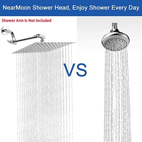 NearMoon 10-Inch Square Rain Shower Head with Chrome Finish