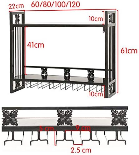 Pimex Wall-Mounted Wine Rack with Hooks and Double Layer Storage