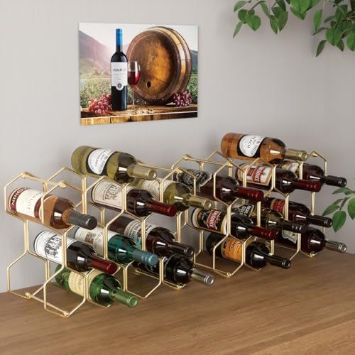 Buruis 14-Bottle Tabletop Wine Rack Gold 1