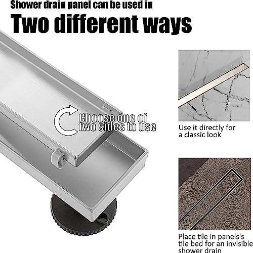 JECONNY 48 Inch Linear Shower Drain with 304 Stainless Steel Panel
