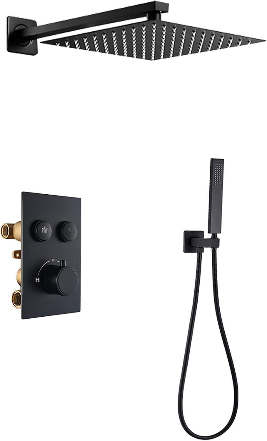 Black Rain Thermostatic Shower Faucet Set with Handheld