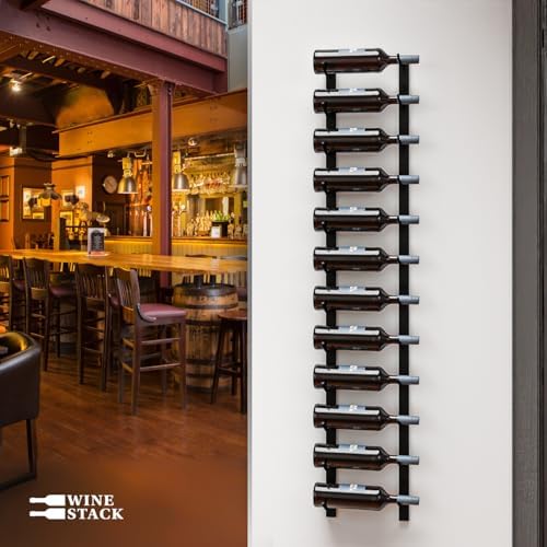 12 Bottle Black Metal Wall Mounted Wine Rack - Modern Industrial Style