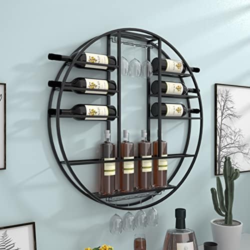 Pimex Wall-Mounted Wine Rack with Stemware Holder Black 80x11x80cm 1