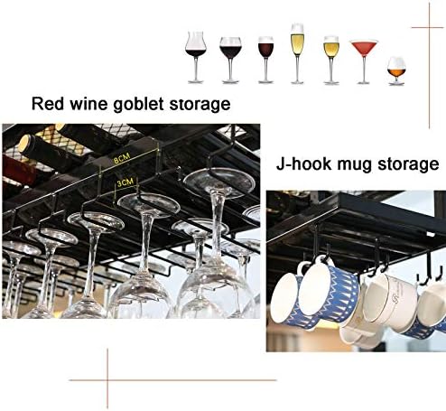 Industrial Hanging Wine Rack with 2-Layer Metal Frame