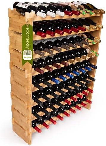 Decomil 8-Tier Bamboo Wine Rack 72 Bottle Capacity 1