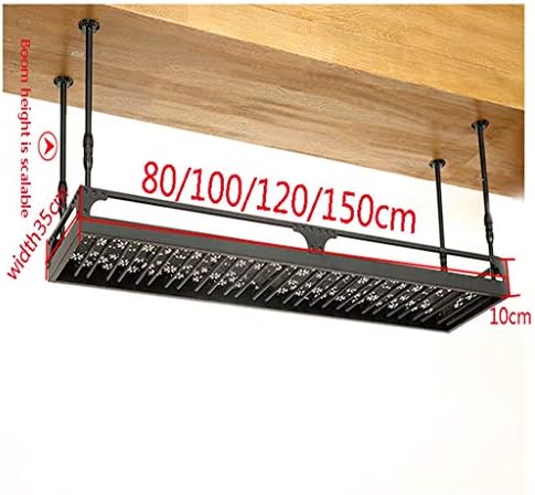 Retro Adjustable Ceiling Wine Rack with Crossbar Design