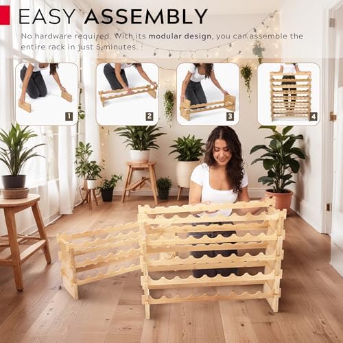 Decomil 8-Tier Bamboo Wine Rack 72 Bottle Capacity 1