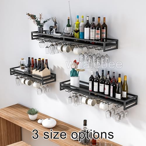 Whalebee Wall-Mounted Wine Glass Rack - 5 Rows Black Gold White