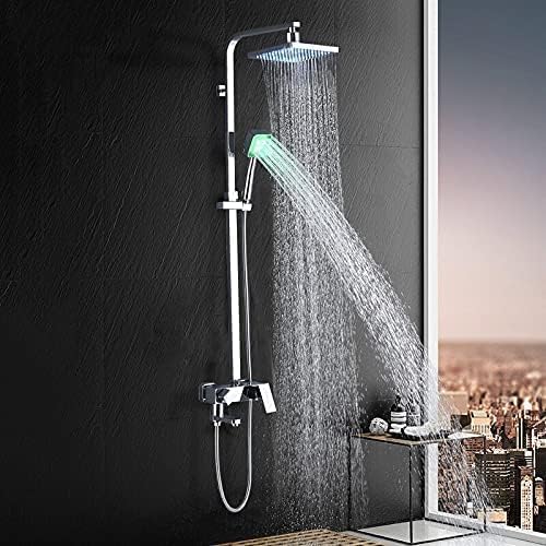 TECKI 3-Way Mixer Bath Shower Faucet Set with Rainfall Head