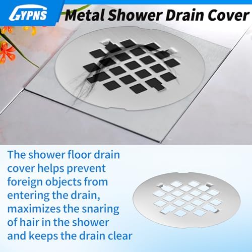 GYPNS Chrome Shower Drain Cover 4-14 Inch Round 2 Pack
