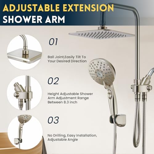 Ryamen Dual Shower Head Combo with 6 Settings and Adjustable Slide Bar 1