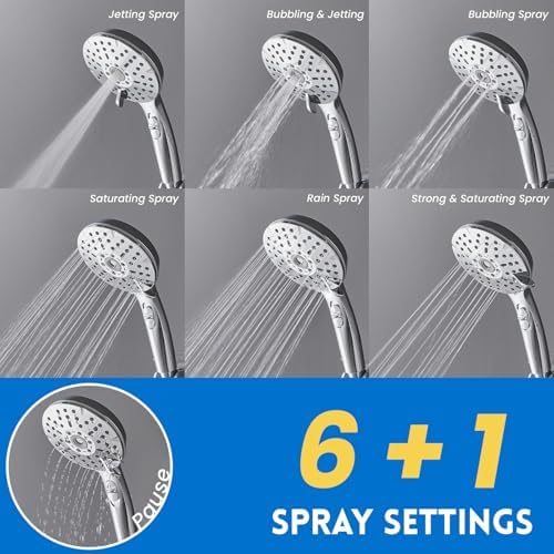 Ryamen Dual Shower Head Combo with 15 Slide Bar 6 Settings Handheld