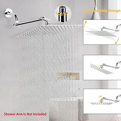NearMoon 10-Inch Square Rain Shower Head with Chrome Finish