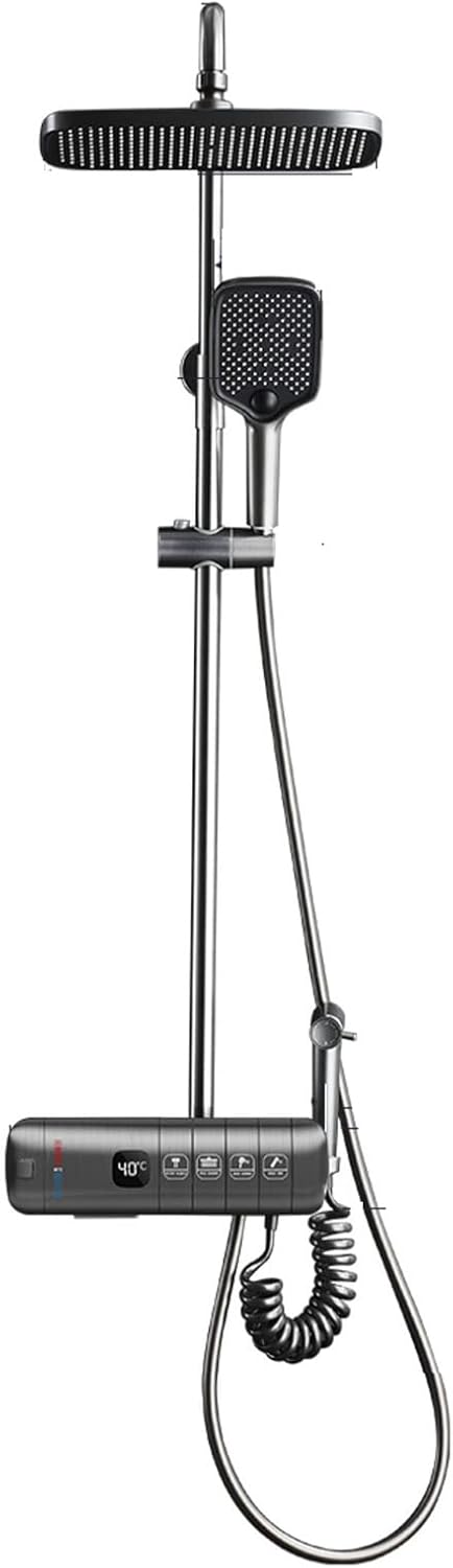 Thermostatic Shower Mixer Set with Digital Display and 3 Modes Handheld