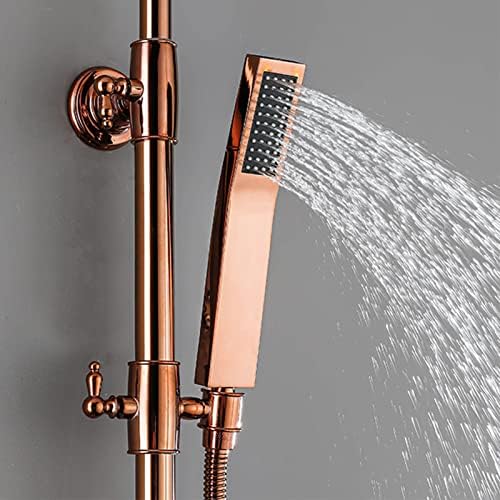 Rose Gold Exposed Shower Faucet Set with Handheld and Bidet