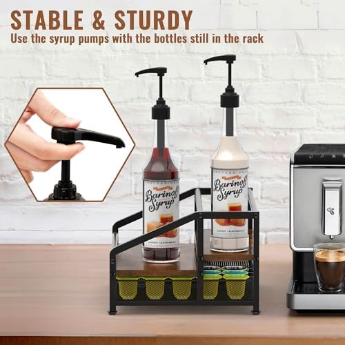 Alyoen 3-Tier Coffee Syrup Organizer Rack with 35K Cup Storage