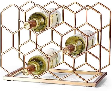 14 Bottle Countertop Wine Rack - Modern Gold Metal Design