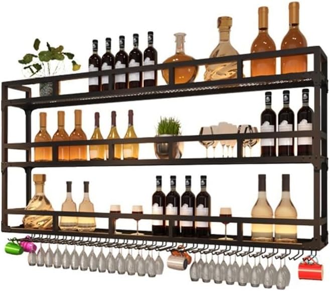 SilteD Wall-Mounted Wine Rack with LED Industrial Style