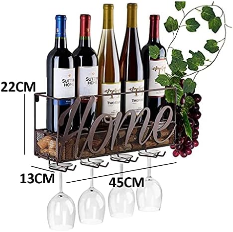 LASEVE Wall-Mounted Wine Rack 5 Bottles 4 Glasses