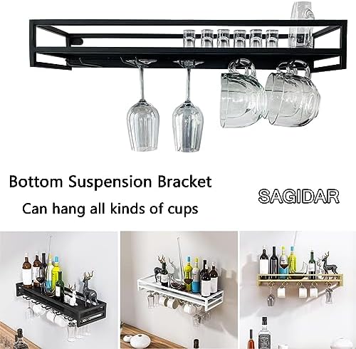 SDdPulse Wall Mount Floating Wine Rack - 6080100cm BlackWhiteGold