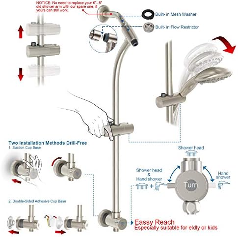 Egretshower Handheld Rain Shower Combo with 275 Slide Bar