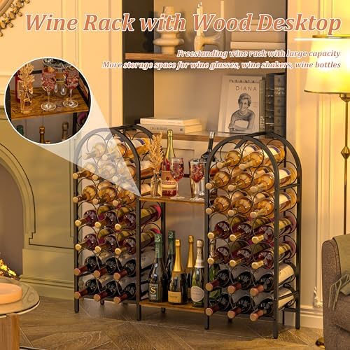 X-cosrack 40 Bottle Wine Rack with 2 Wooden Desks