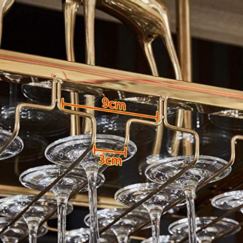 Wall-Mounted Wine Rack with Adjustable Hooks and Red Gold Finish