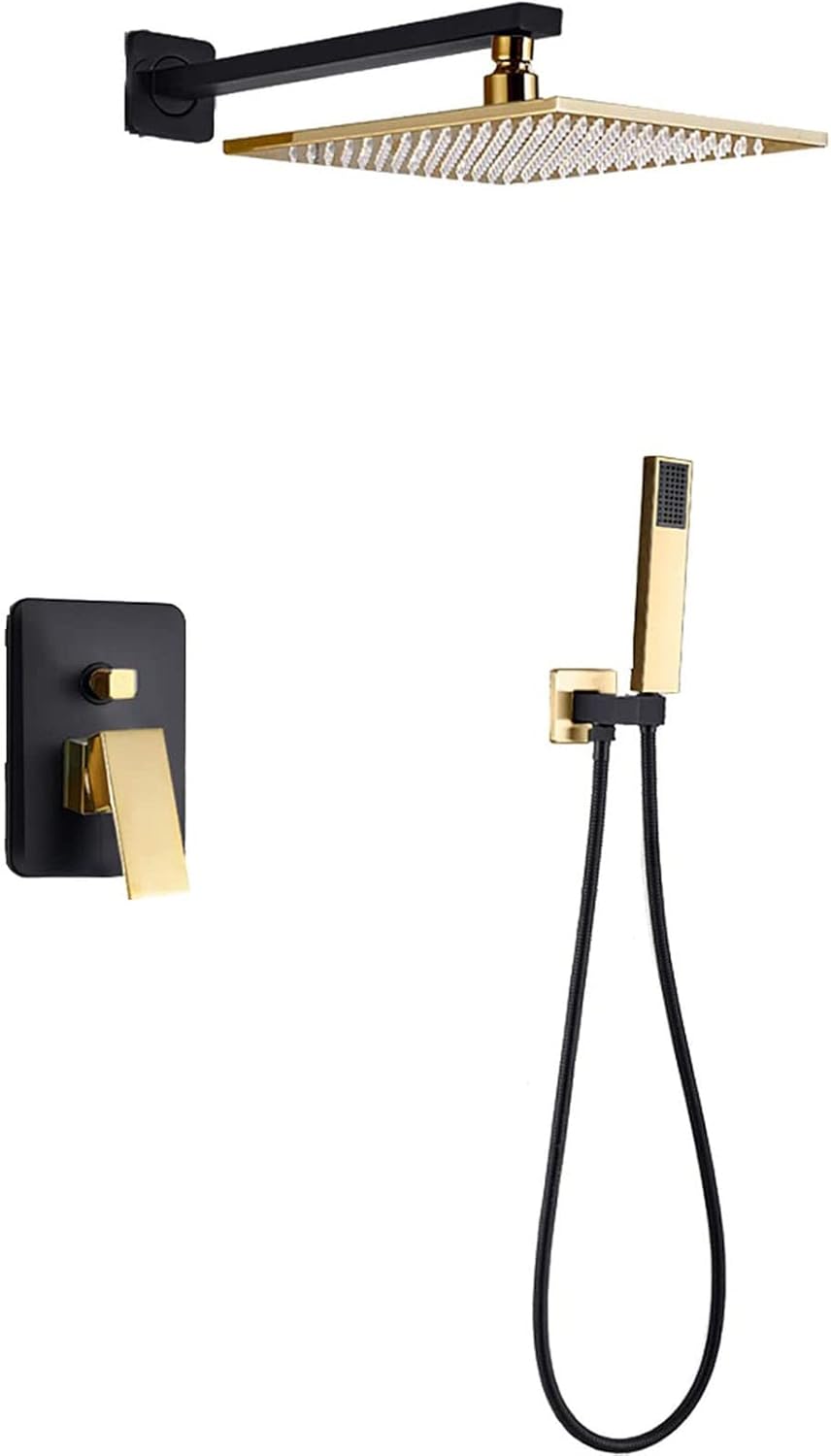 Black Gold Rain Shower System with Handheld