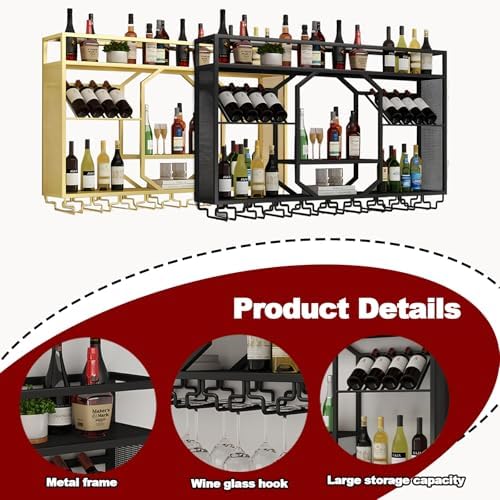 RAJYQODIS 4724in Wall-Mounted Wine Rack Black 1