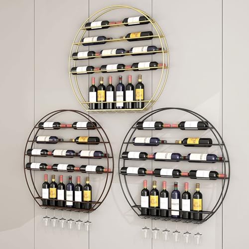 HUHJYUGE Wall Mounted Wine Rack with Gold Finish