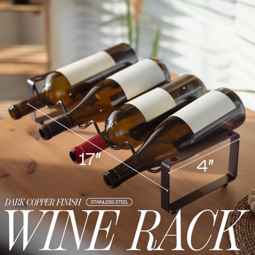 1-Tier Metal Wine Rack for Countertop - 4 Bottle Storage