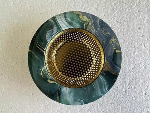 Solorprint Kitchen Sink Drain Strainer 2PCS Clog-Free Green Marble Style