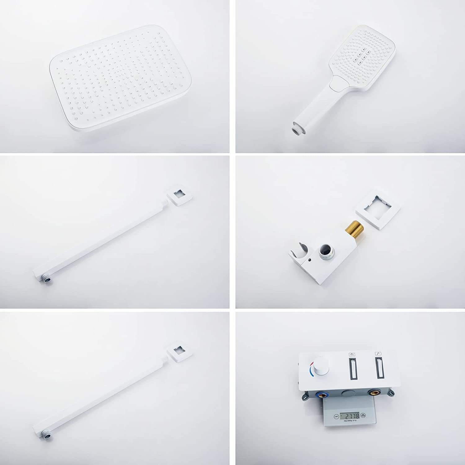White Aesthetic Mixer Shower Set with Rainfall and Handheld