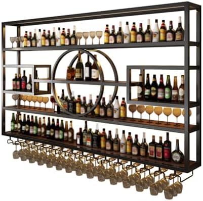 63in Wall Mounted Wine Rack Iron Display Stand for Bar Living Room