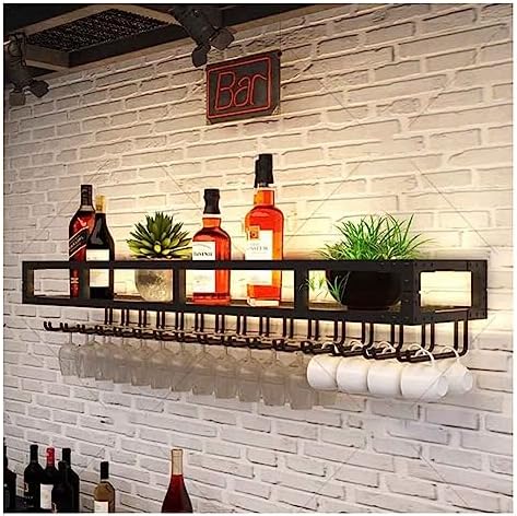Wall Mounted Wine Rack with LED Glass Holder