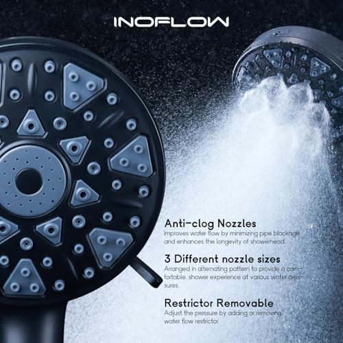 InoFlow High Flow Handheld Showerhead with 7 Modes and 60 Hose Matt Black