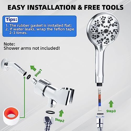 VOXPOA 5 Handheld Shower Head with 10 Spray Settings