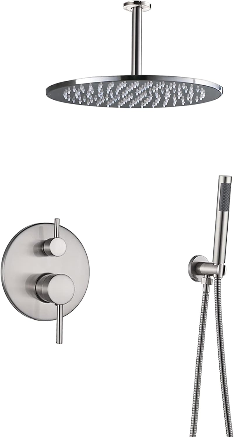 Shower Fixtures System with Rain Shower Head and 3-Setting Handheld