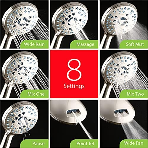 Hotel Spa AquaCare High Pressure 48-Setting Rain Handheld 3-Way Shower Combo