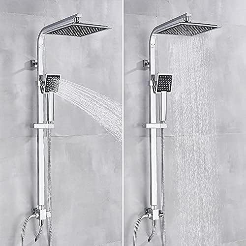 Chrome Bath Shower Faucet with Handheld and Rainfall 2-way Switch
