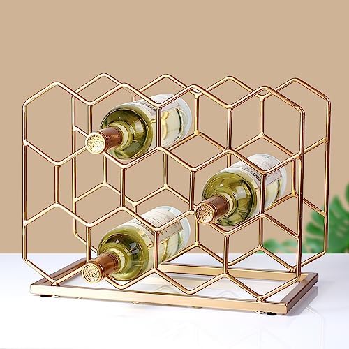 14 Bottle Countertop Wine Rack - Modern Gold Metal Design