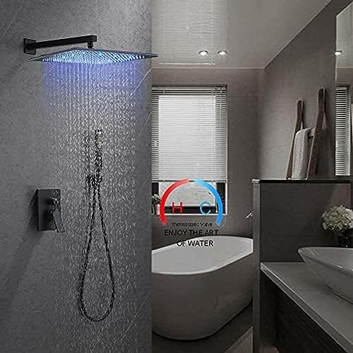 Thermostatic Shower Faucet System with LED Rainfall and Handheld Massage